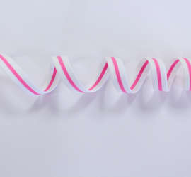 Бретелечная резинка стрейч, 12 мм, бело-розовый  1988ТР