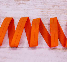 Бейка эластичная, резинка-пополамка, 15 мм, оранжевый 2185ТР