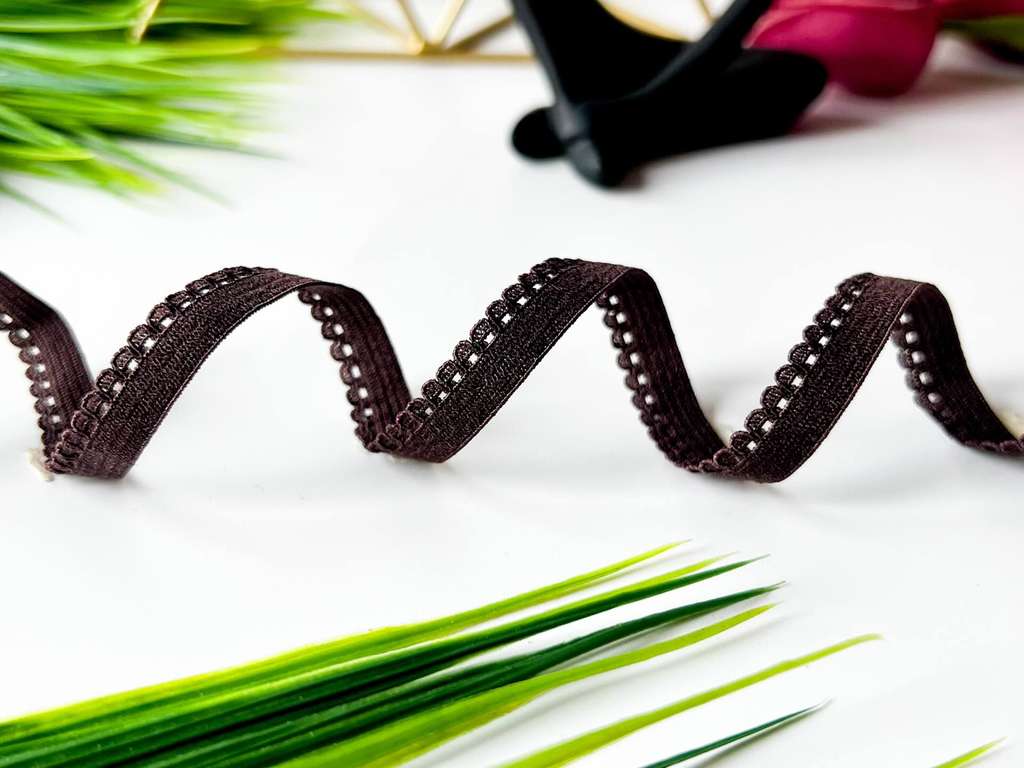 Отделочная резинка стрейч,  8 мм, шоколад темный 3459ТР